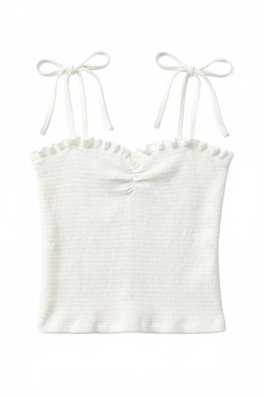 NEW THEME girls georgia satin smocked top in white